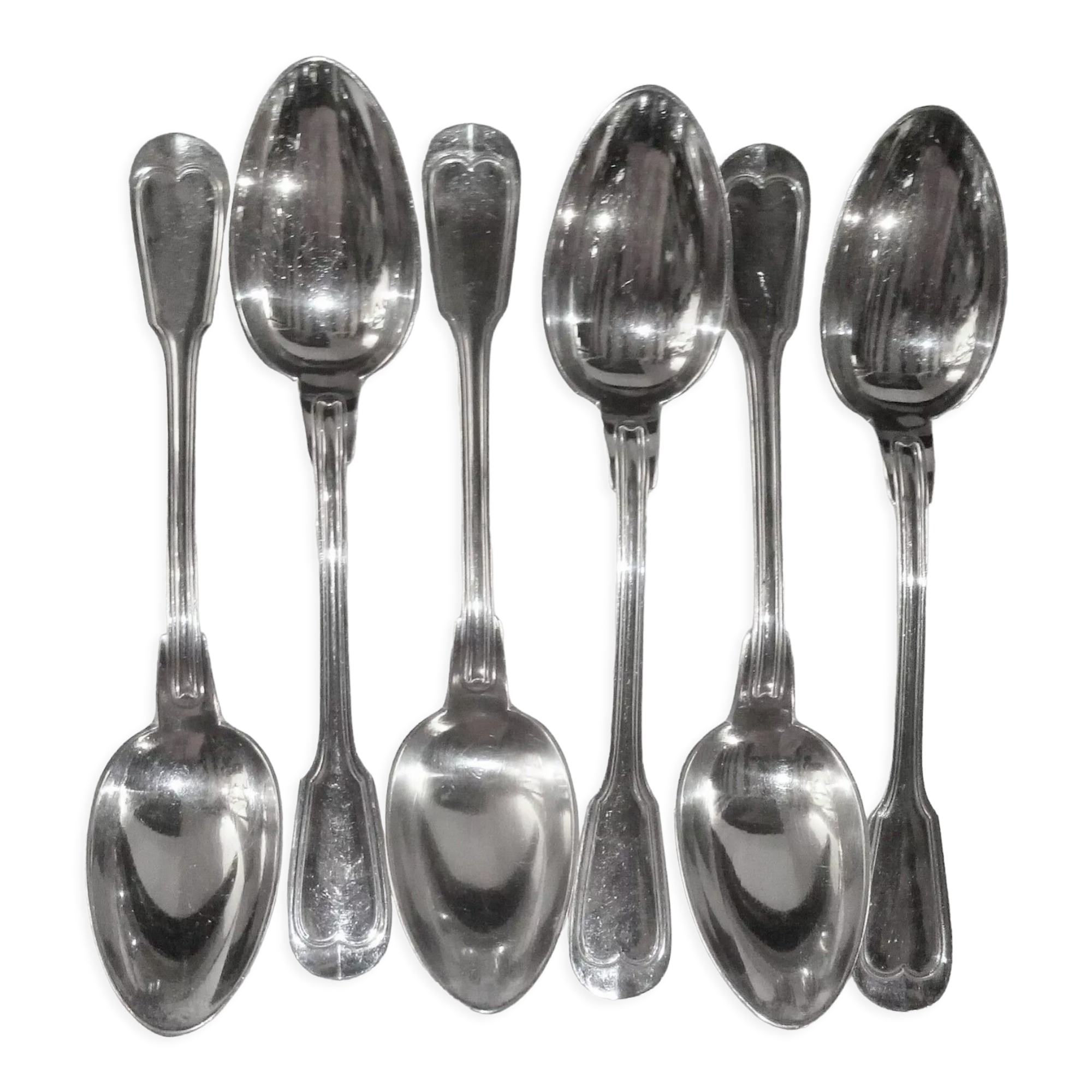 6 large spoons silver metal hallmark 84g model uni filet - goldsmith boulenger