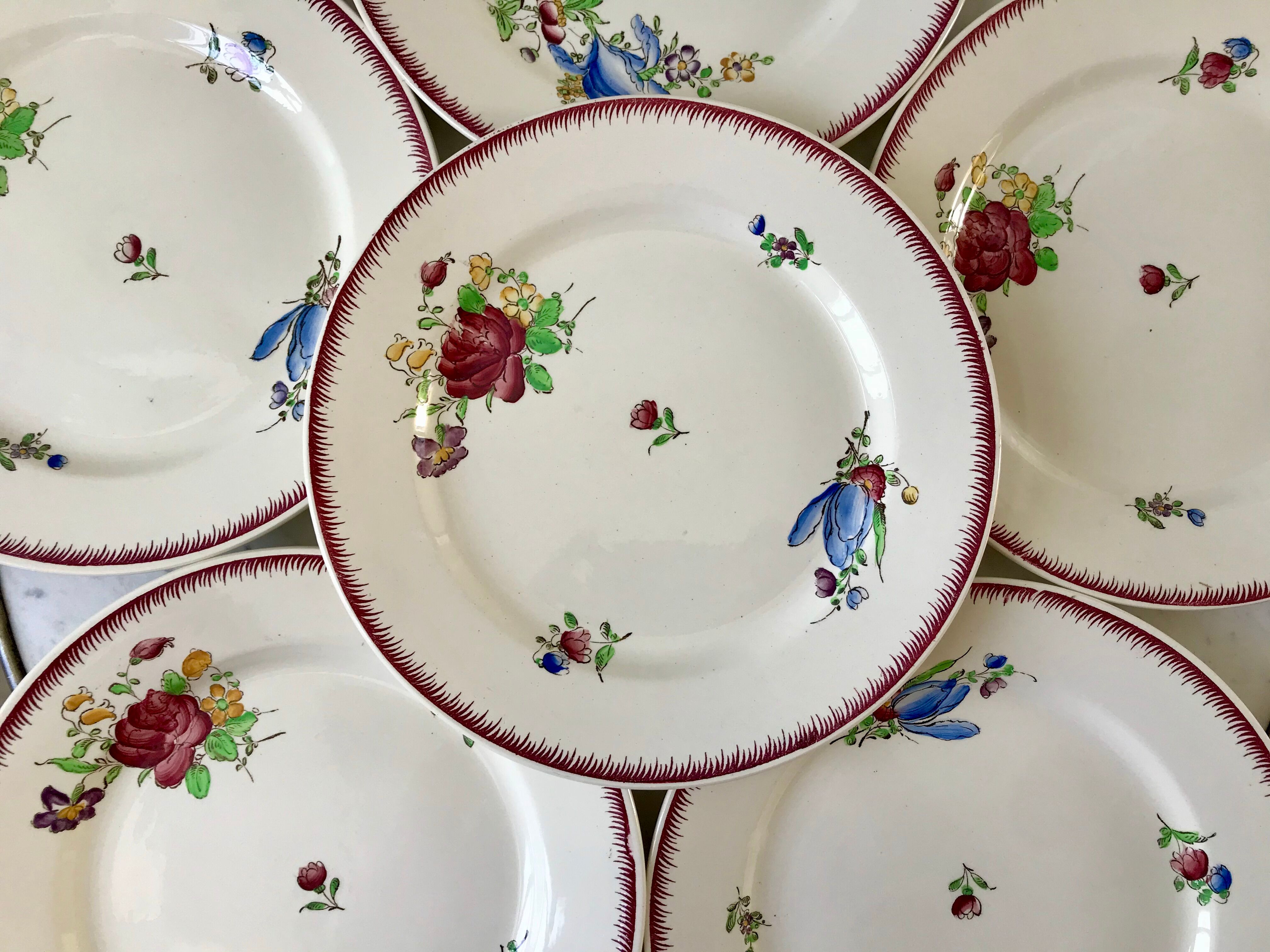 lot de 6 grandes assiettes plates Villeroy & Boch La Louvière fabrication belge en Terre de Fer débu