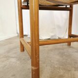 Vintage Wooden Cane Armchair by Branko Ursic: Mid-Century Lounge Chair