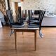 Set of 4 Göteborg chairs by Erik Gunnar Asplund for Cassina, blue leather.