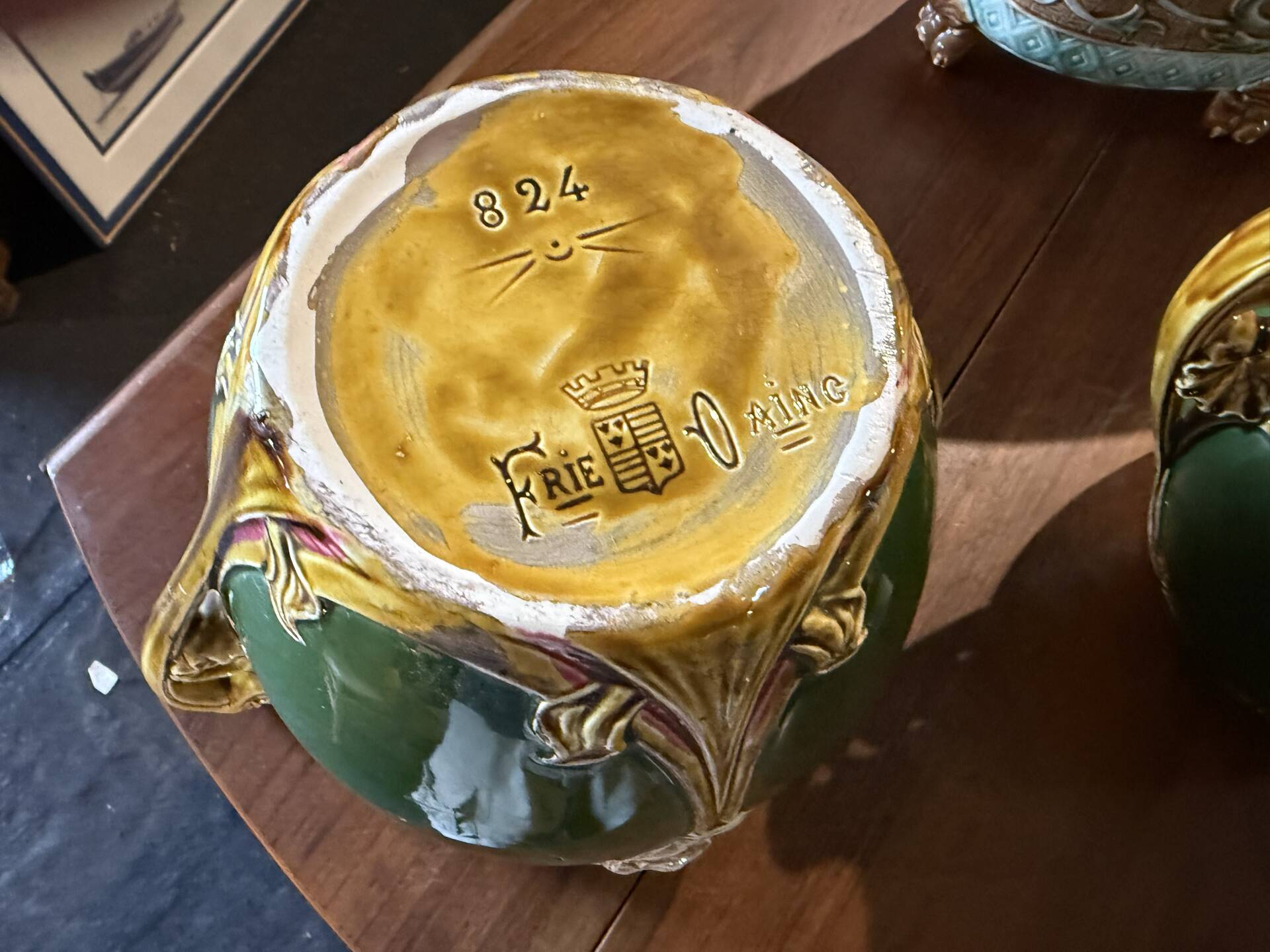 Pair of slipware plant pots in Art Nouveau style