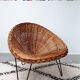 Fauteuil rotin corbeille des années 50