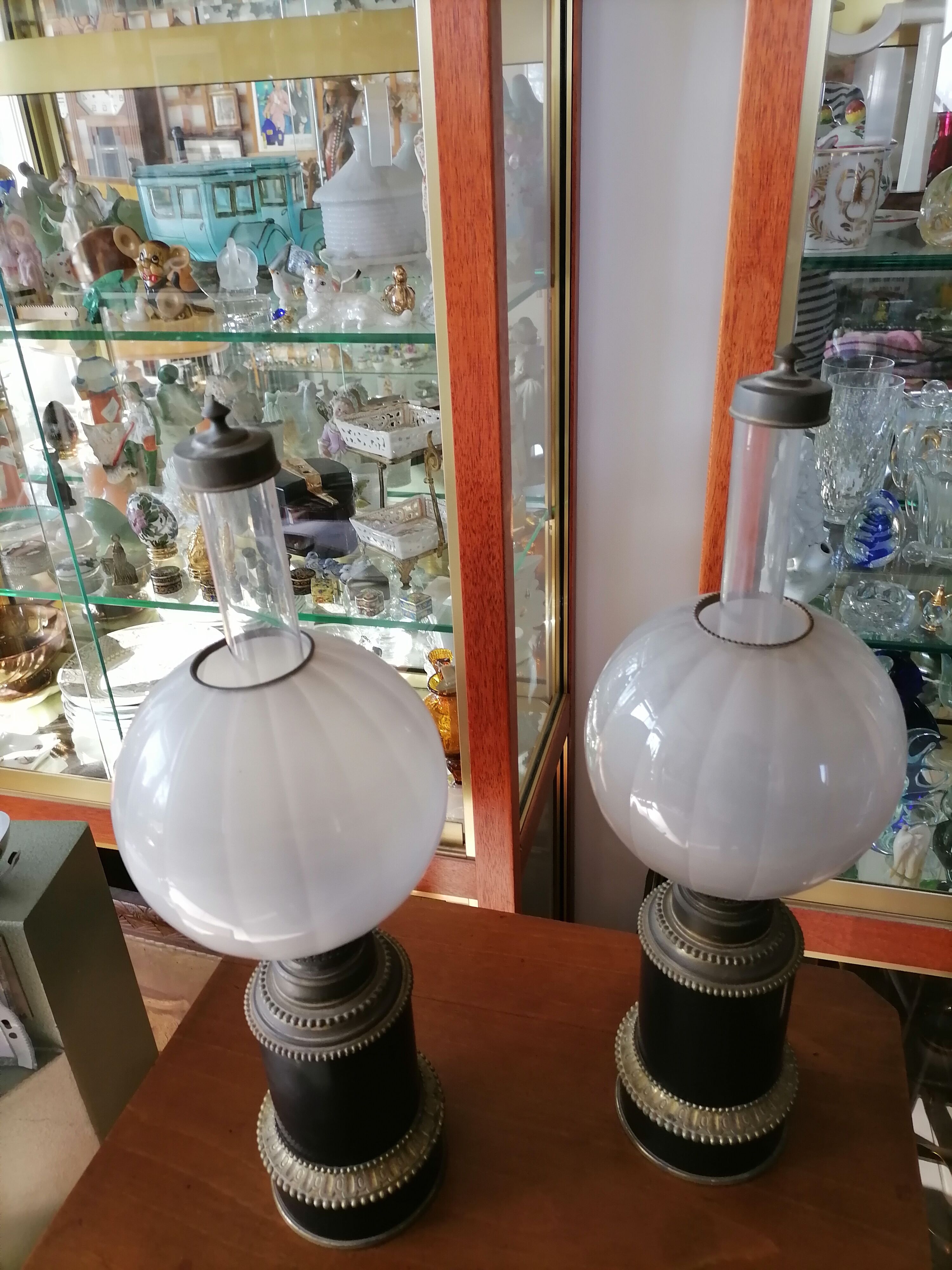 Paire de lampes à pétrole Napoléon III