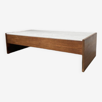 Table basse moderniste palissandre et marbre