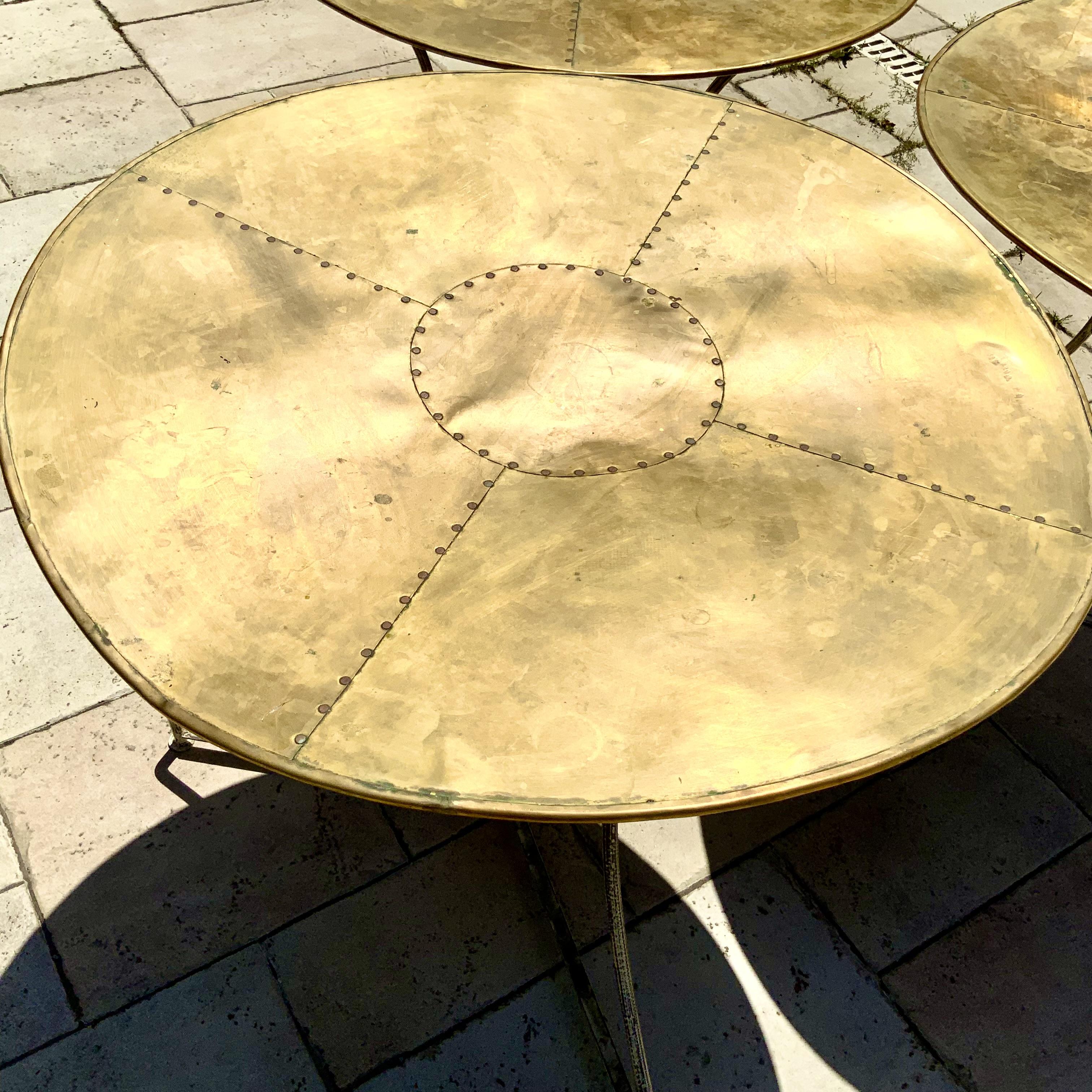 3 bistro tables brass