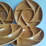 Set of 5 plates with compartments in vintage Longchamp sandstone