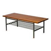 Dutch modernist coffee table with a square base and teak top, 1950s.
