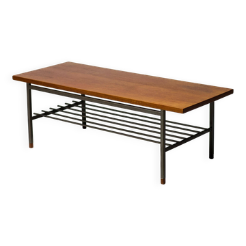 Dutch modernist coffee table with a square base and teak top, 1950s.