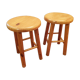 Paire de tabourets en bois vintage