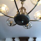 Art Deco chandelier in metal and tinted glass