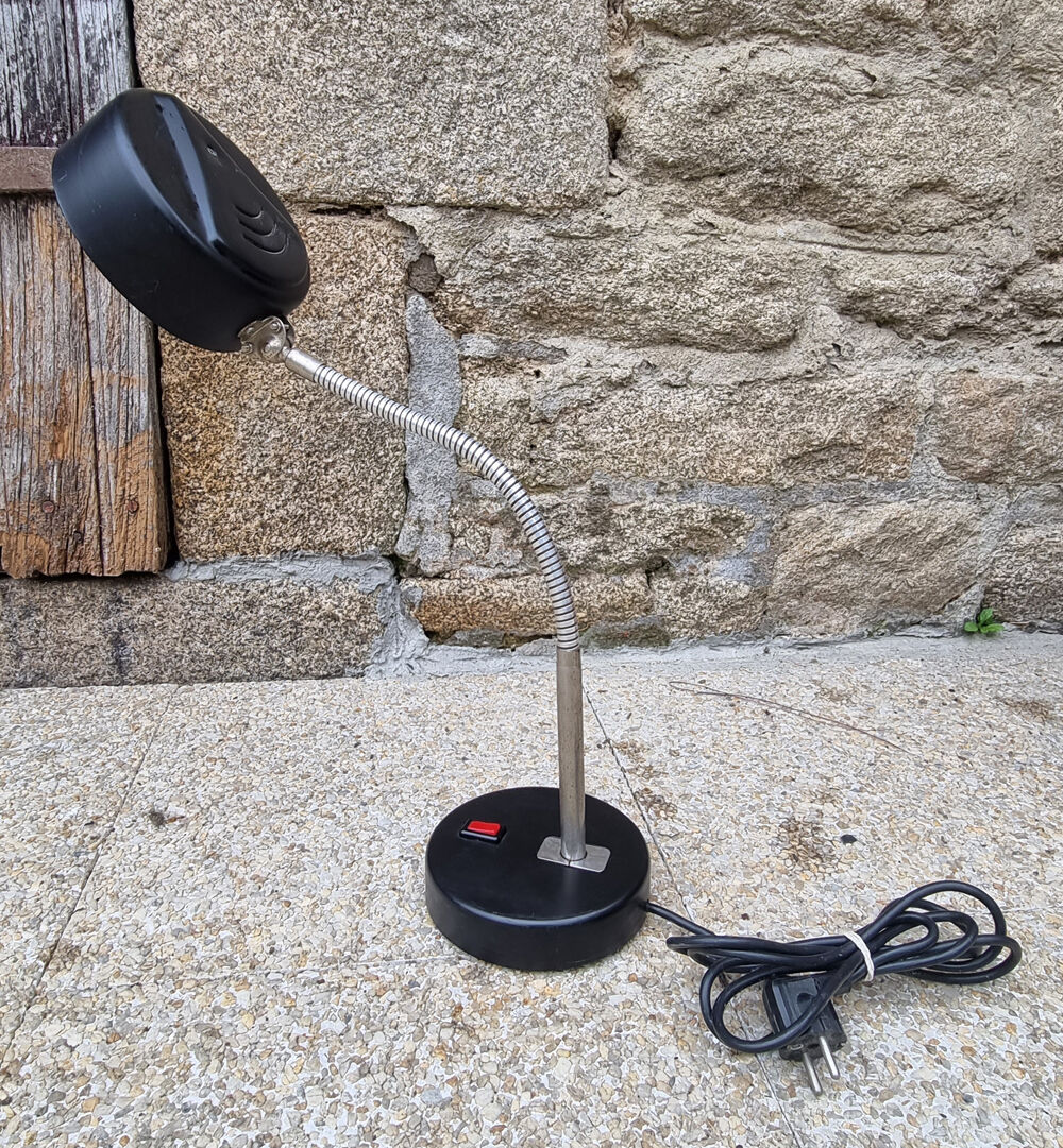 Bauhaus industrial desk lamp, metal, vintage, 50s