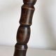 Restored dark wood tripod stool, bobbin leg, elegant furniture.