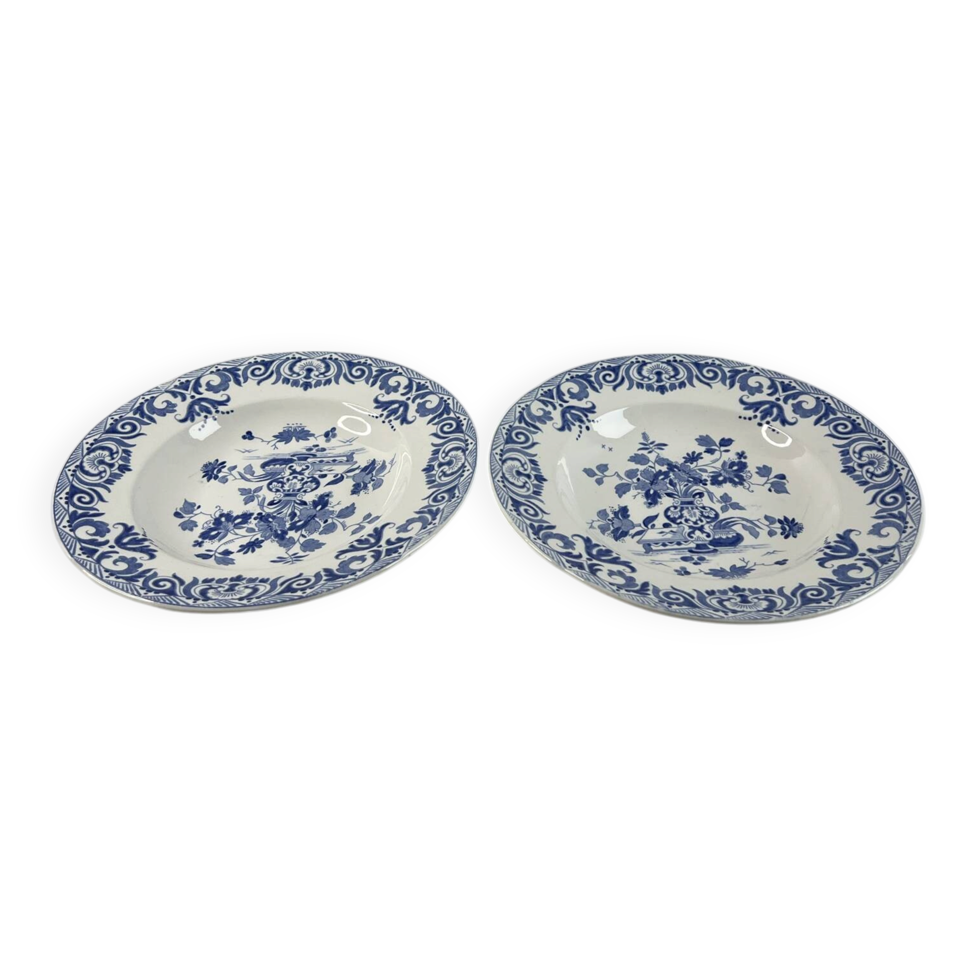 Assiette creuse ancienne Sarreguemines — Collection Shanghai lot de 2