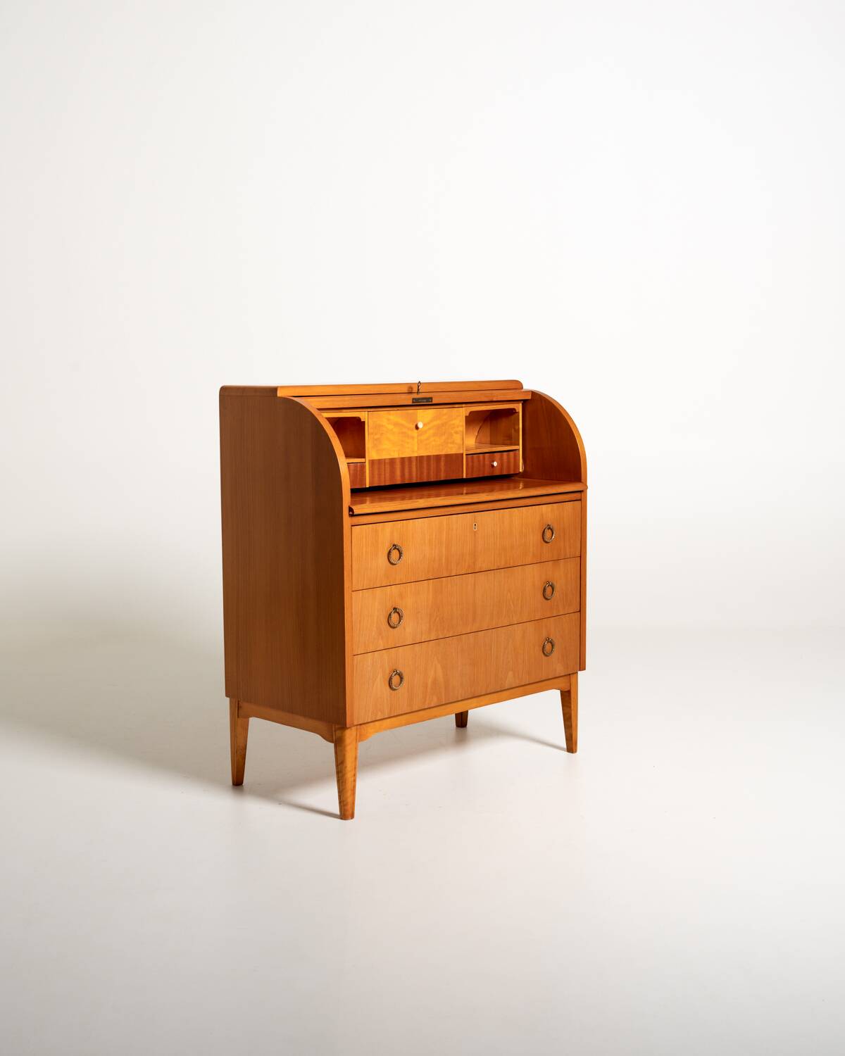 Scandinavian elm and burl wood secretary, 1950s/1960s