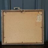 Oil on cardboard representing an early 20th century property, limed frame