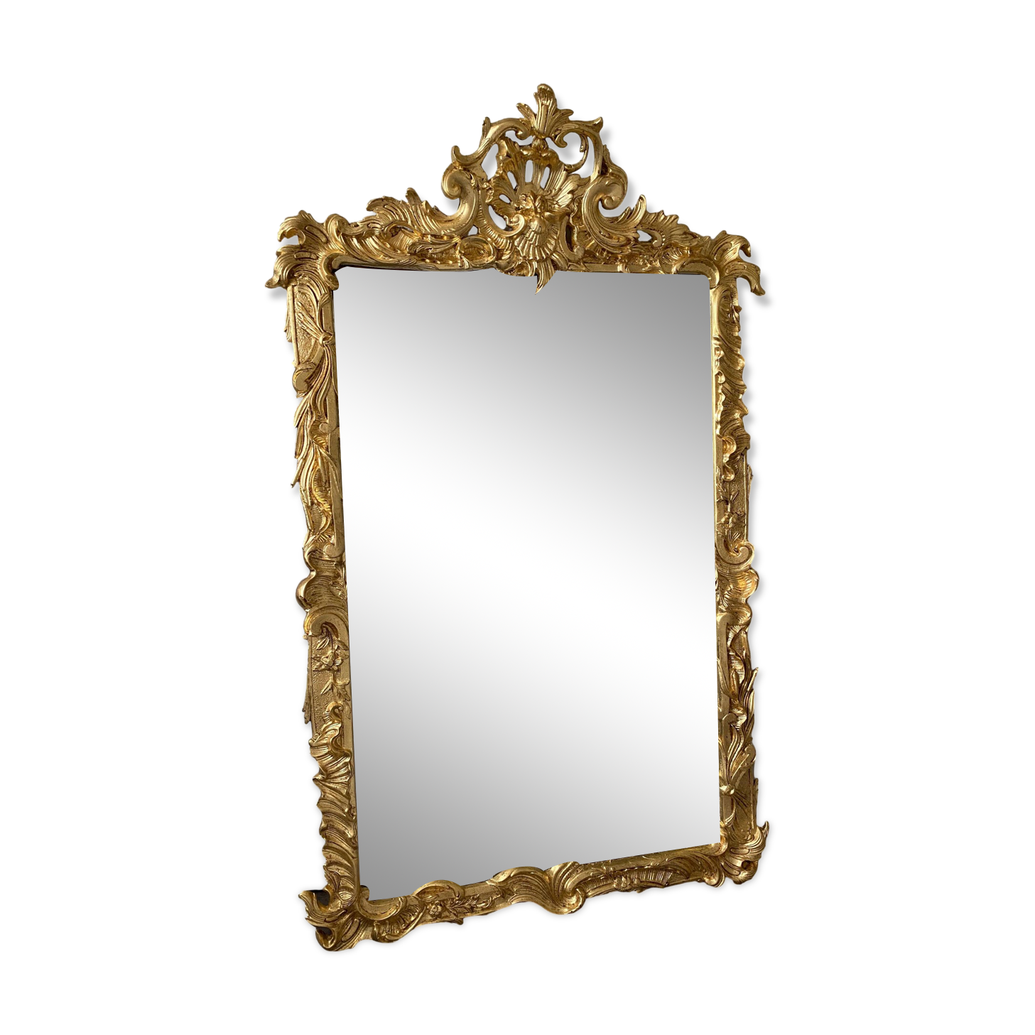 19th century gilded mirror with pediment