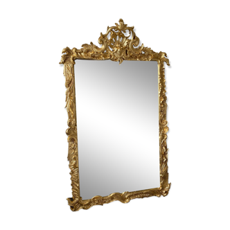 19th century gilded mirror with pediment