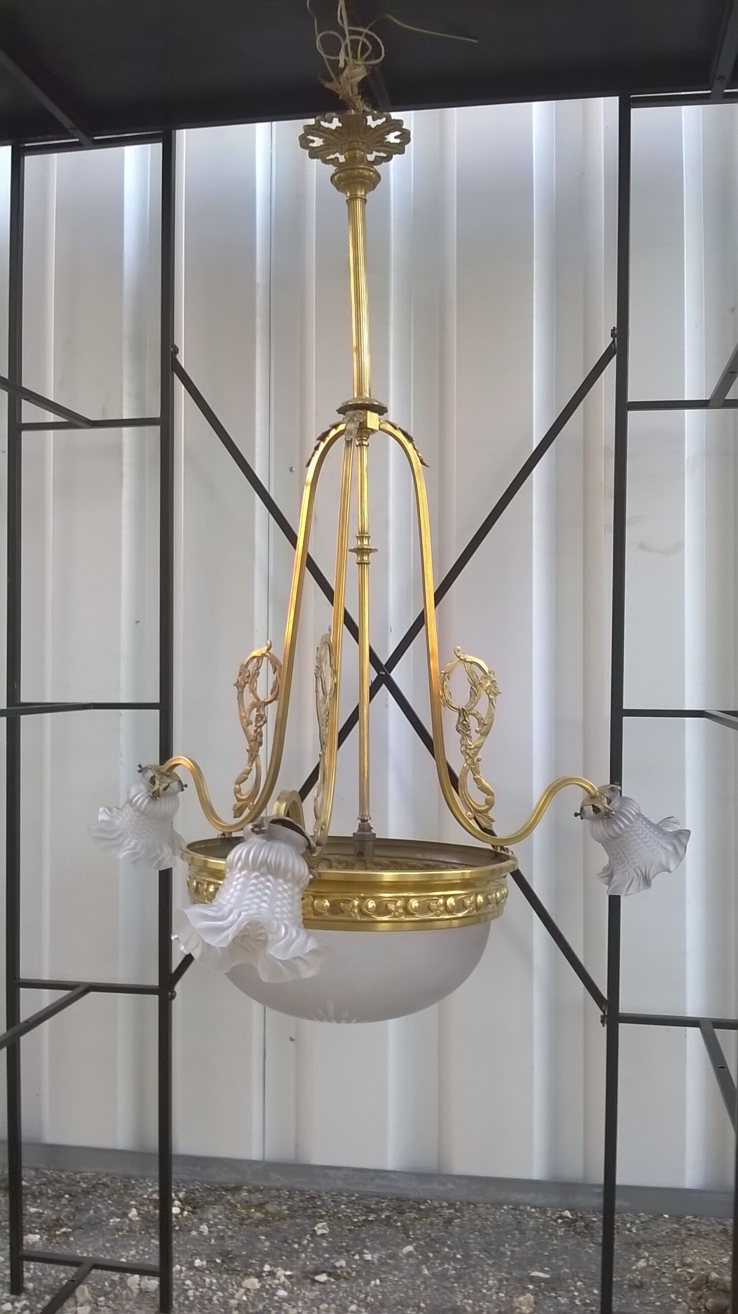 Brass Chandelier And Glass Paste Napoleon III