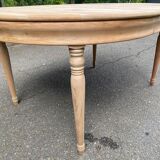 Table à manger art déco ronde ovale extensible rénovée en bois massif