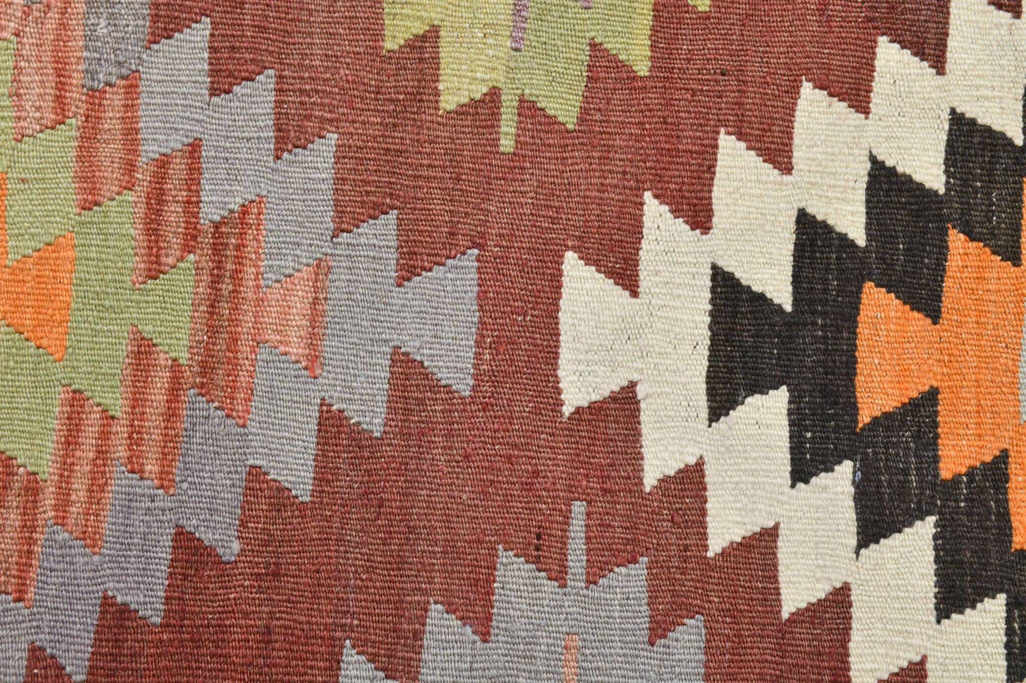 Tapis Kilim tribal vintage rouge foncé vert 5x10