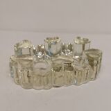 Candlestick in hard pressed glass with space for two candles
