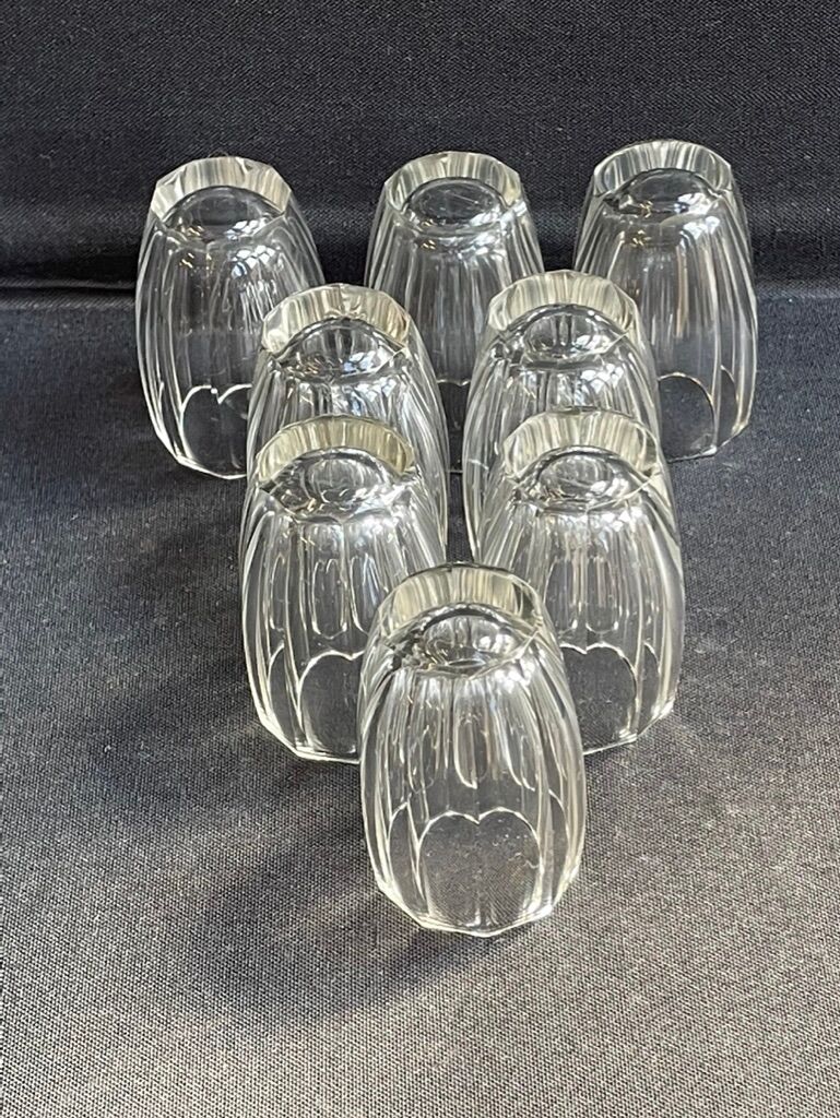 Liquor cabaret - Art Deco - Blown and cut crystal, mahogany or ebony macassar and stainless steel