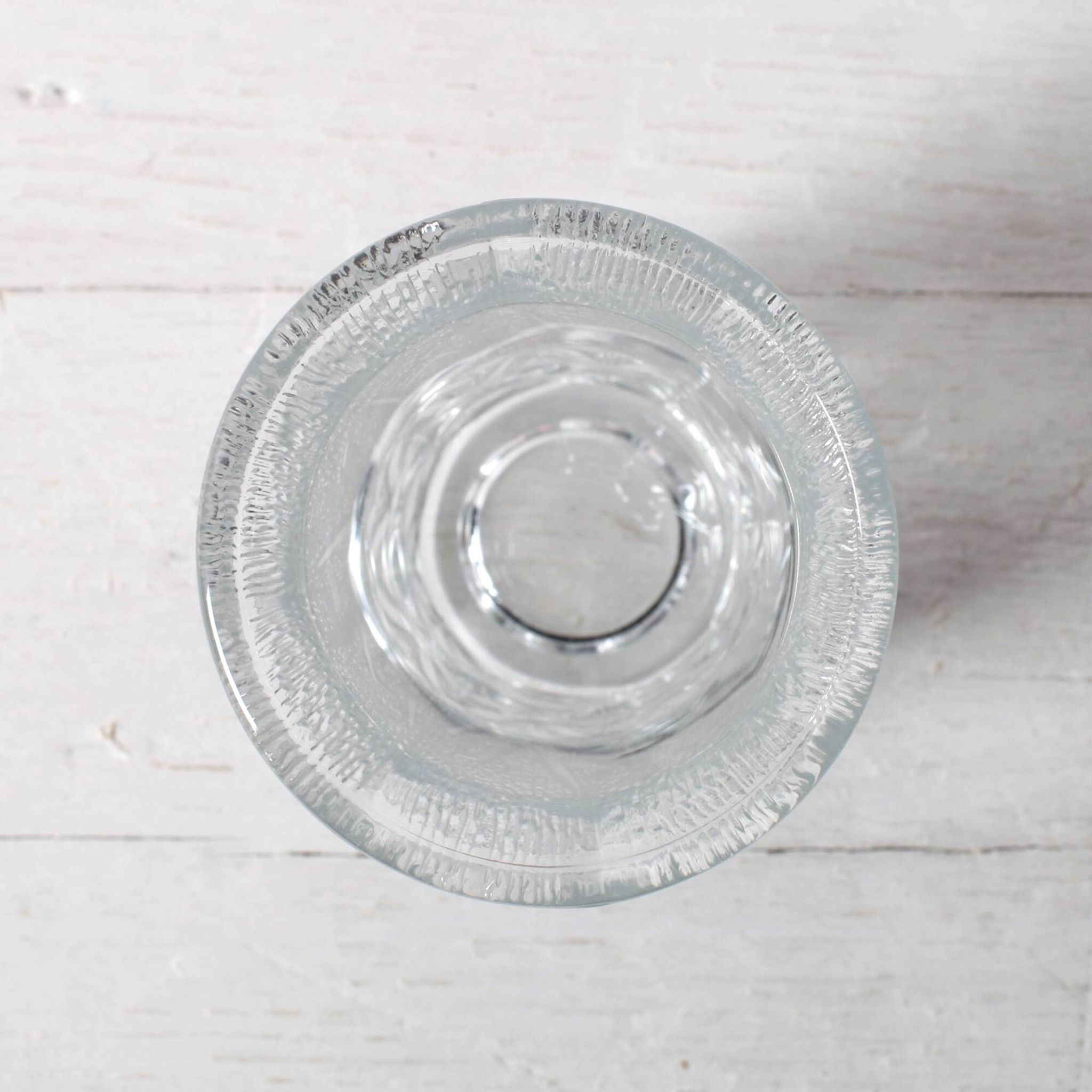 Small Vase / Vintage Clear Leaf Pattern Textured Glass Flower Vase Fidenza