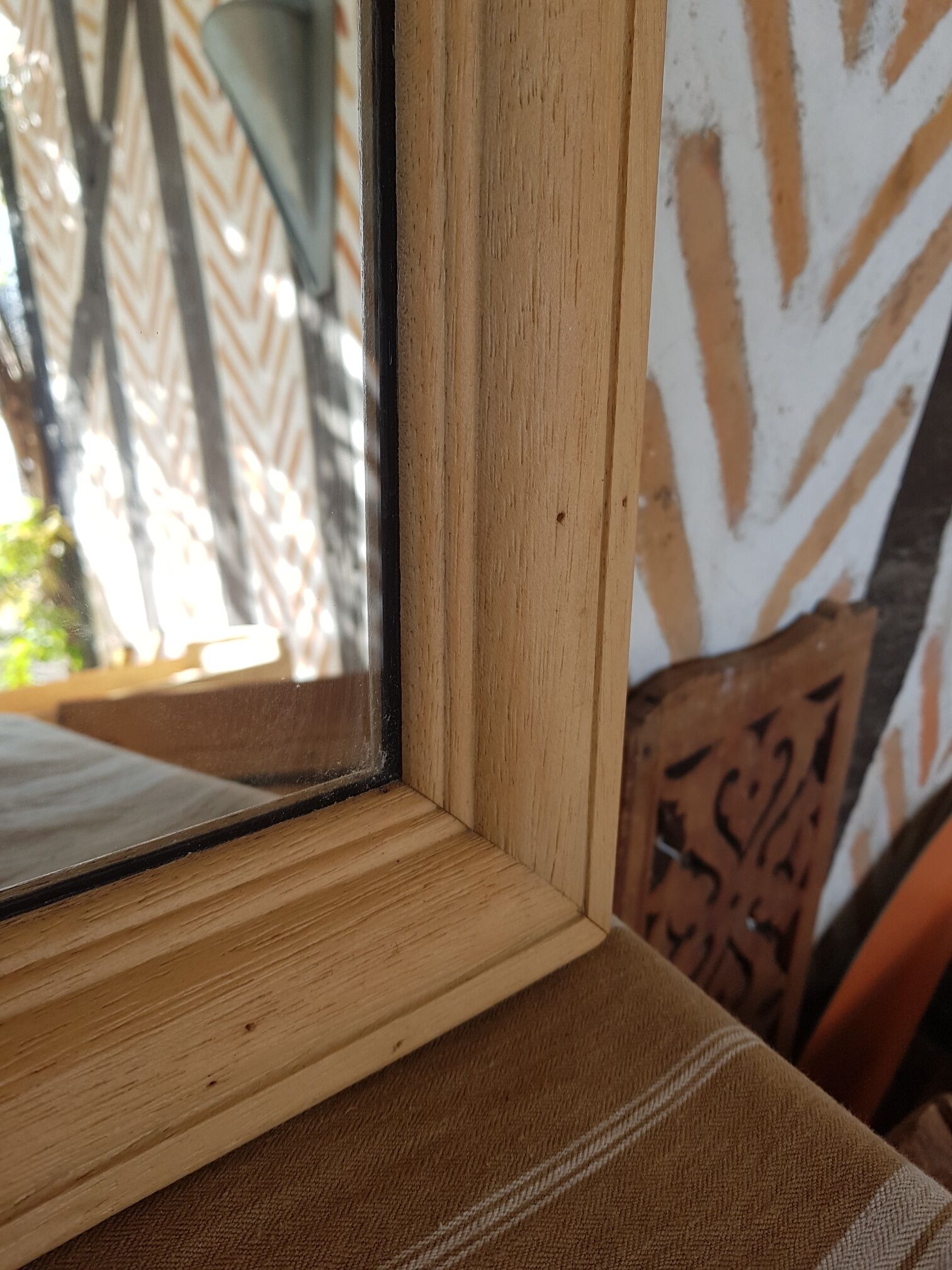 Rectangular mirror solid sandblasted beech 43x76cm