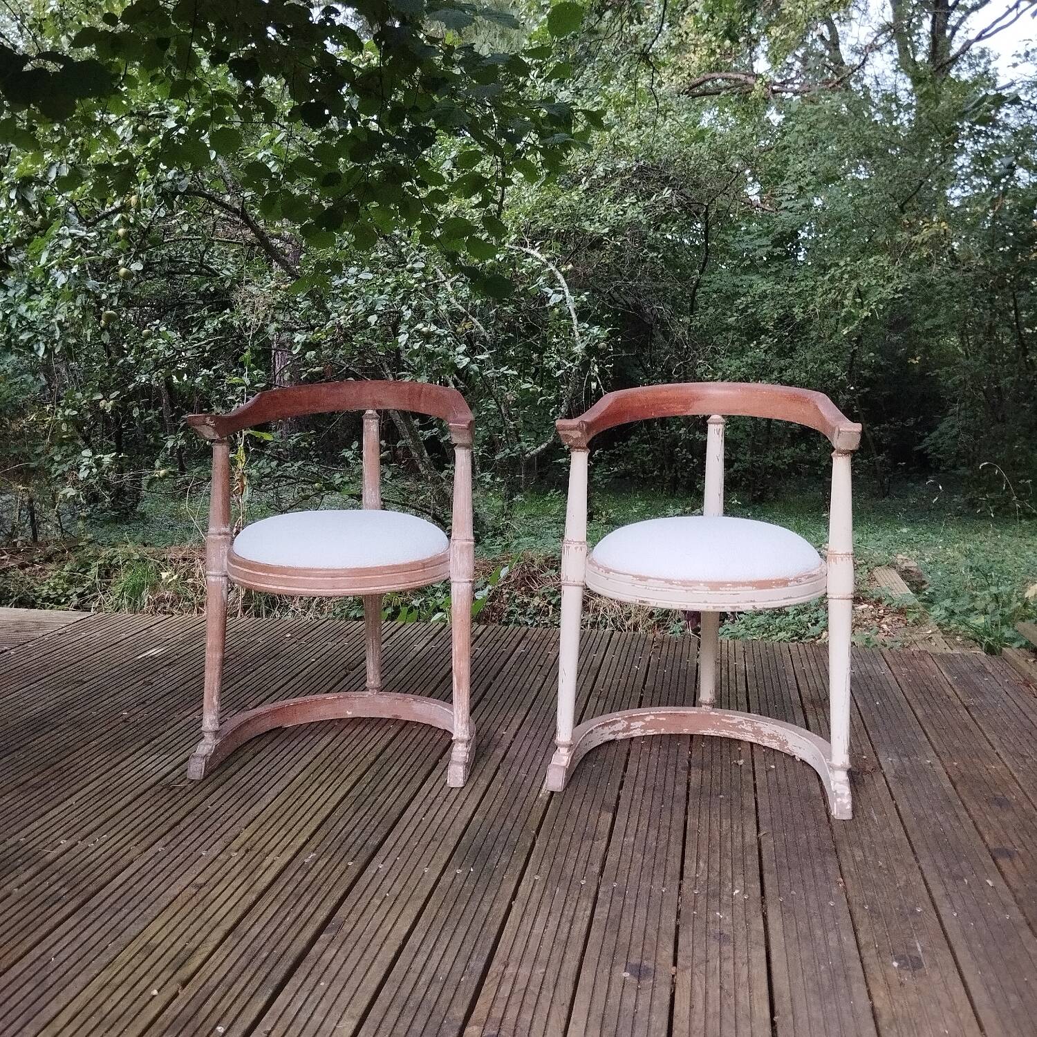 Pair of antique barrel armchairs
