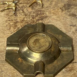 Enameled brass ashtray with floral decoration