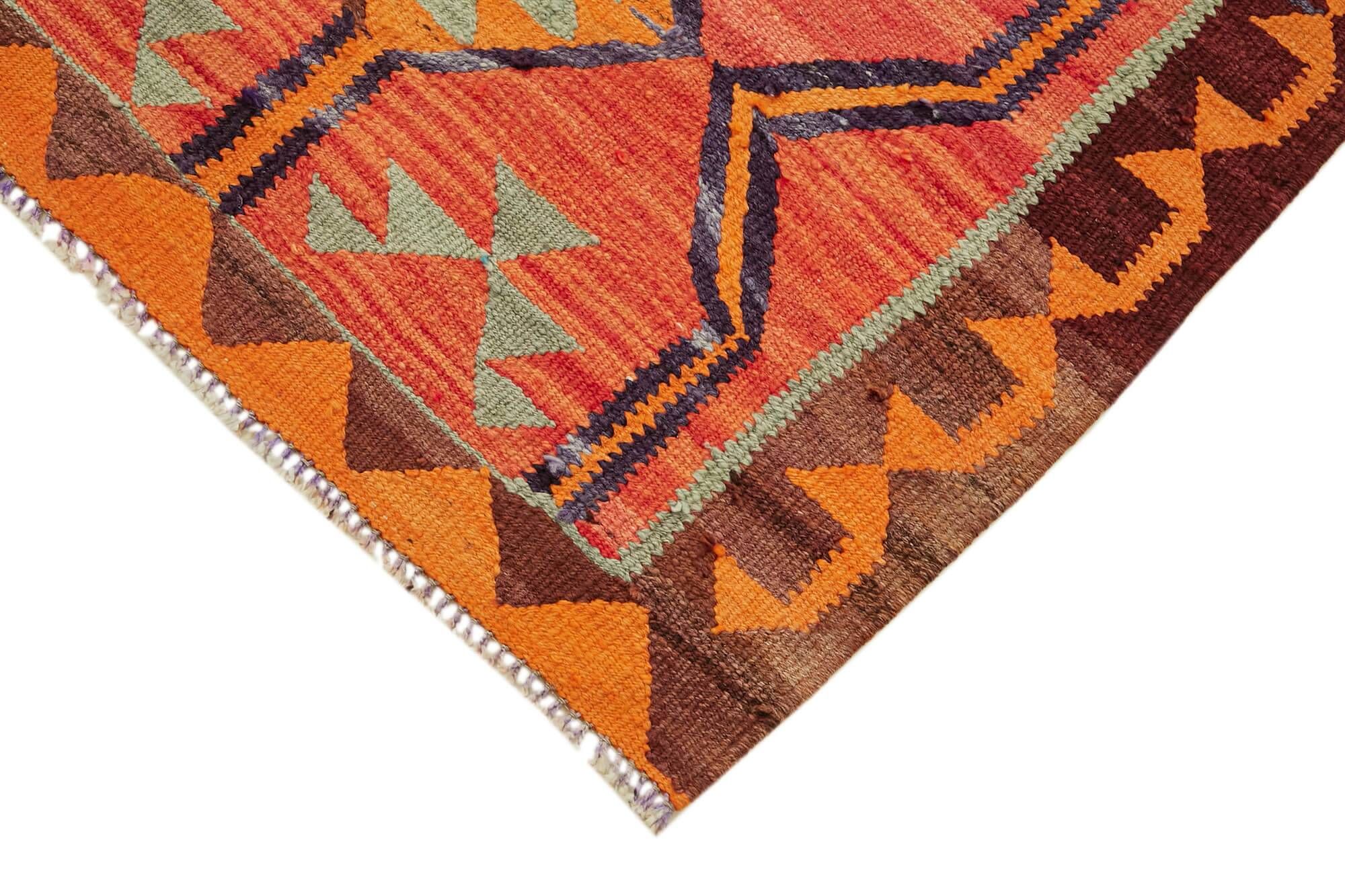 Turkish Handwoven Vintage Herki Kilim 95 cm x 326 cm