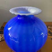 Grand vase boule Murano en pâte de verre bicolore