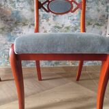 Rare - Set of 4 Louis Philippe/restoration style chairs with medallion - Blue / cherry color
