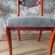 Rare - Set of 4 Louis Philippe/restoration style chairs with medallion - Colour blue / cherry wood