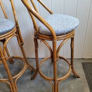 Paire de tabouret de bar en bambou 70's