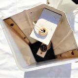Perspex angle sconces and white lacquered metal with double lamp 1 pair