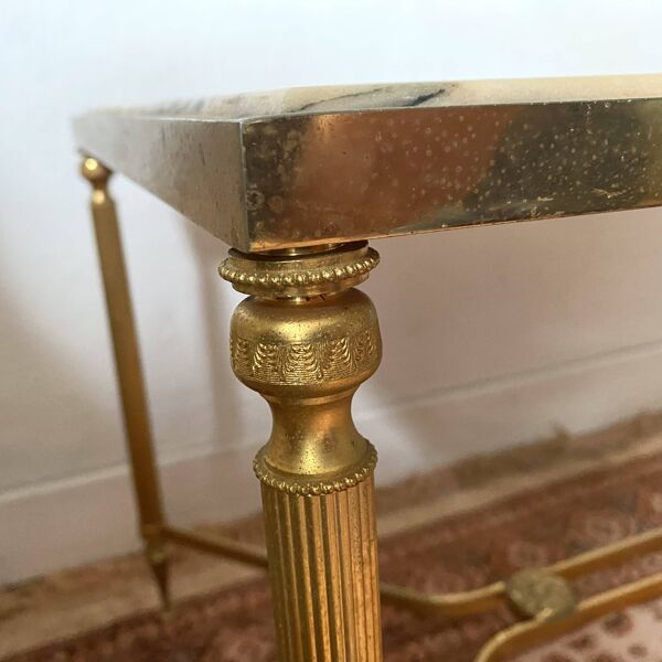 Table basse vintgae en marbre et métal doré