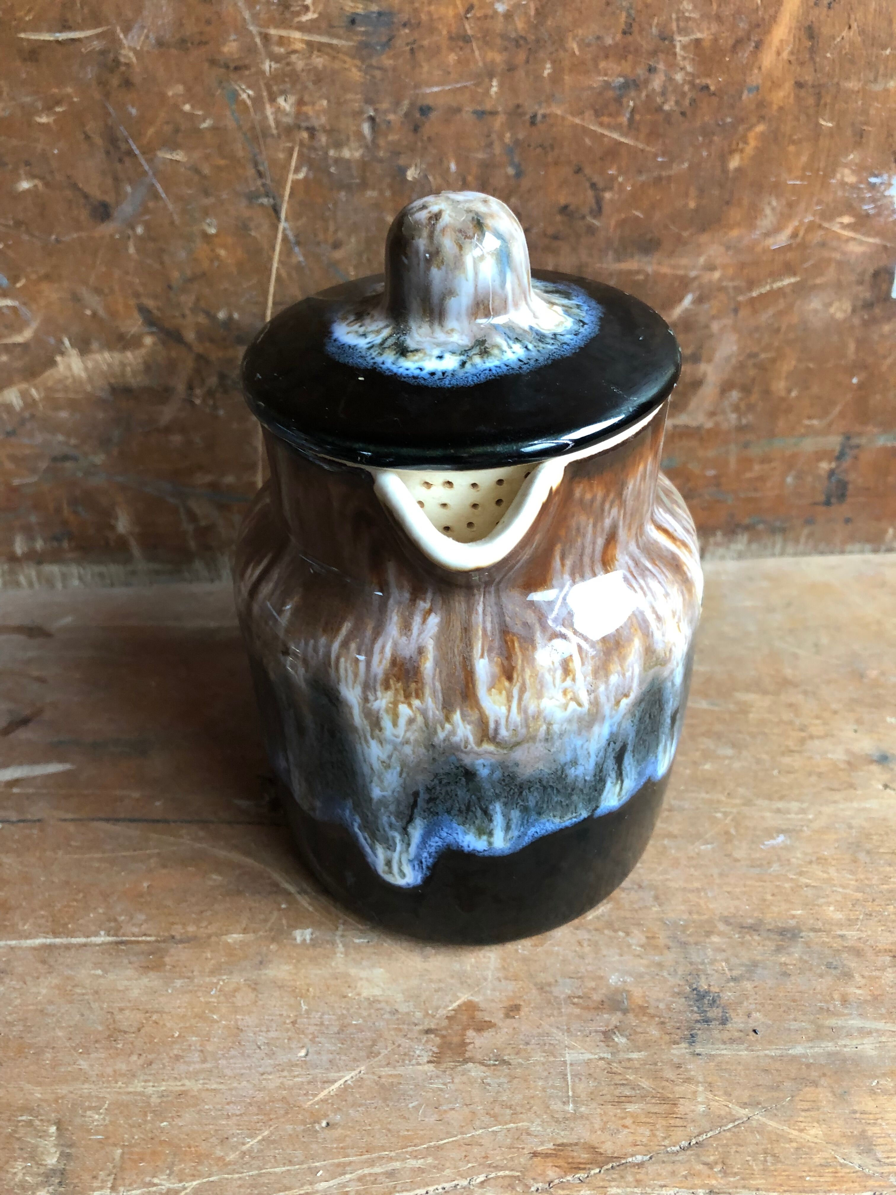 Old Pitcher Teapot + Anse Grès Flammés France Vintage