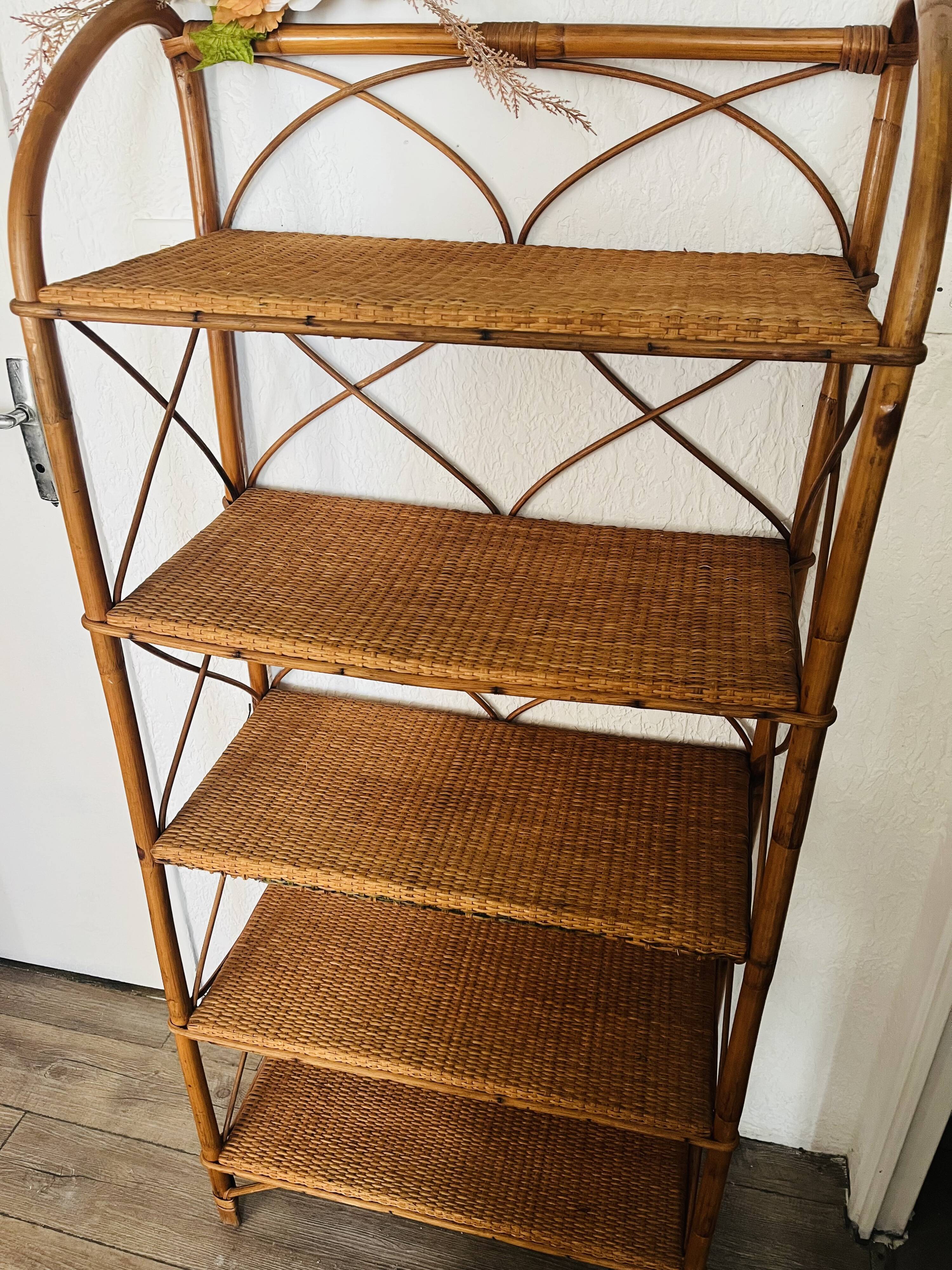 Rattan bookcase shelf