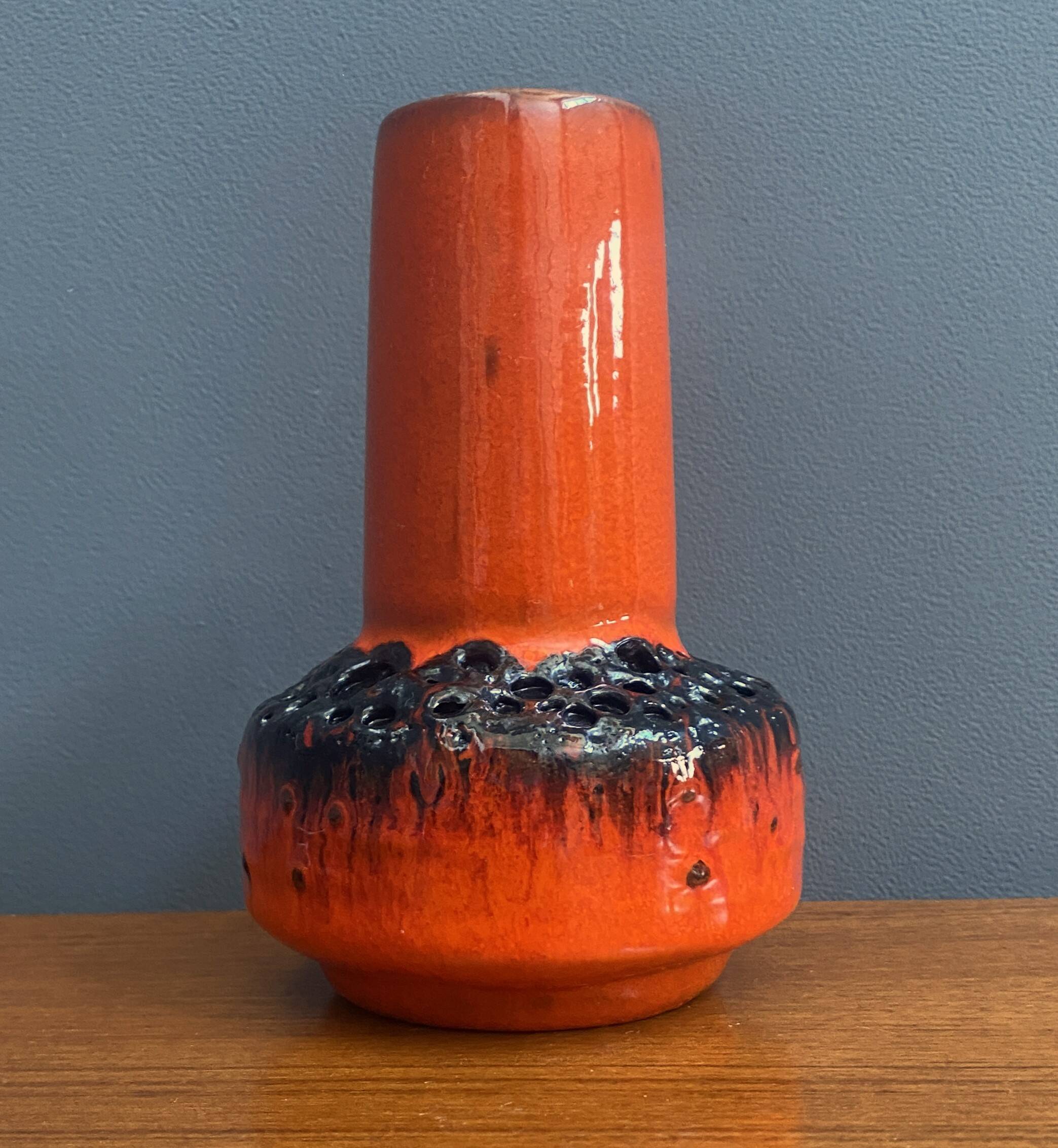 Orange Fat Lava vase by C.J Kreutz model 219 1960s West Germany Pottery