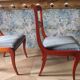 Rare - Set of 4 Louis Philippe/restoration style chairs with medallion - Colour blue / cherry wood