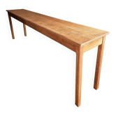 Old French oak console – Long and narrow farmhouse table 241 cm – Vichy hospital workshop from the 1950s