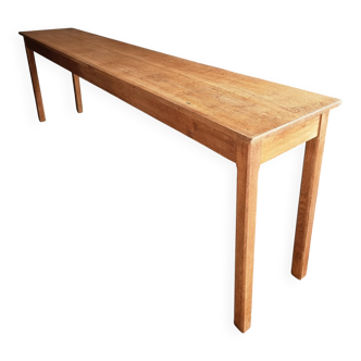 Vintage French oak console – Long and narrow farmhouse table 241 cm – Vichy hospital workshop from the 1950s