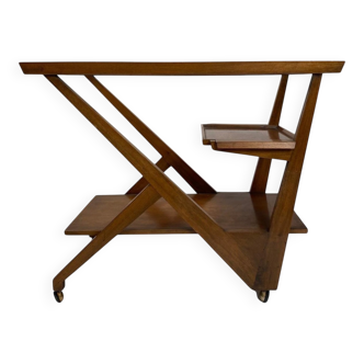 Mid-Century Italian Wooden Bar Cart by Charlotte Perriand, 1950s