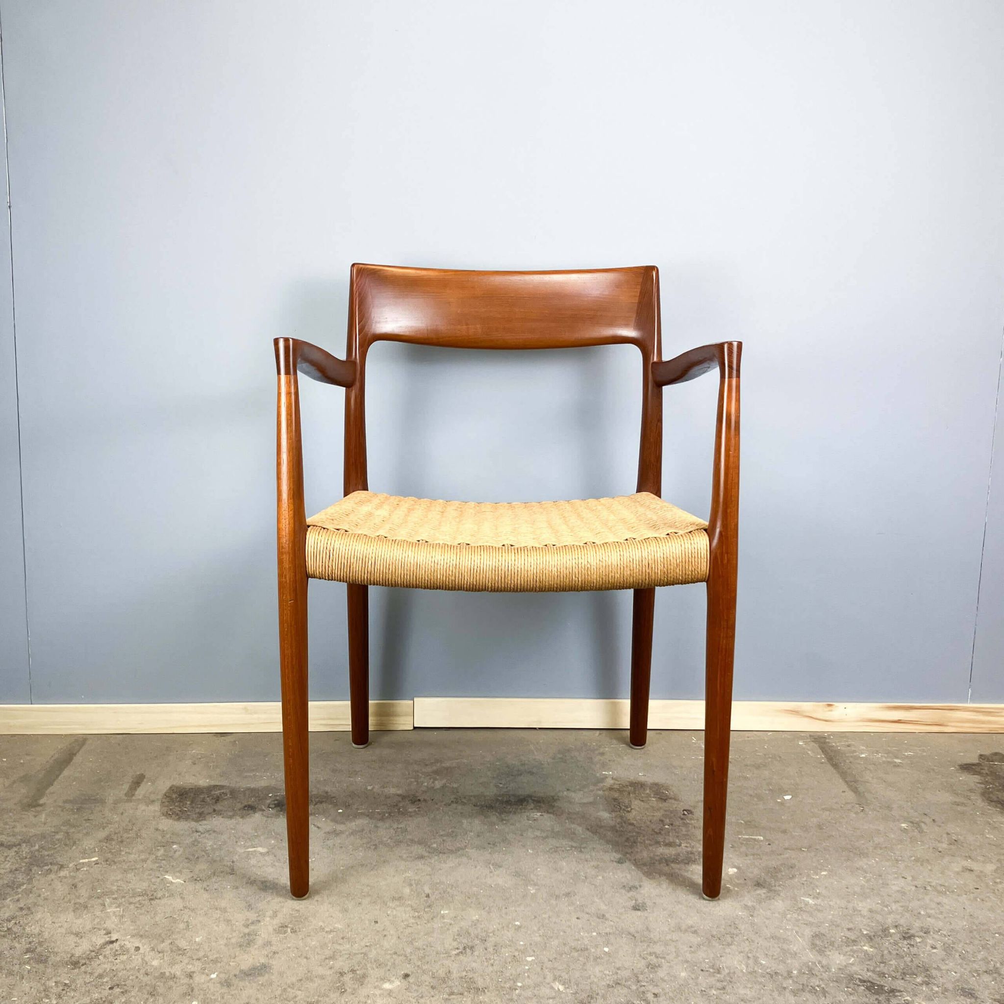 Danish armchair by Niels Otto Møller, teak and paper cord, 1960s