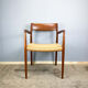 Fauteuil danois par Niels Otto Møller, teck et corde à papier, années 1960.