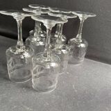 7 verres à vin ½ cristal guilloché – Art nouveau