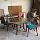 Table et chaises en rotin années 70-80