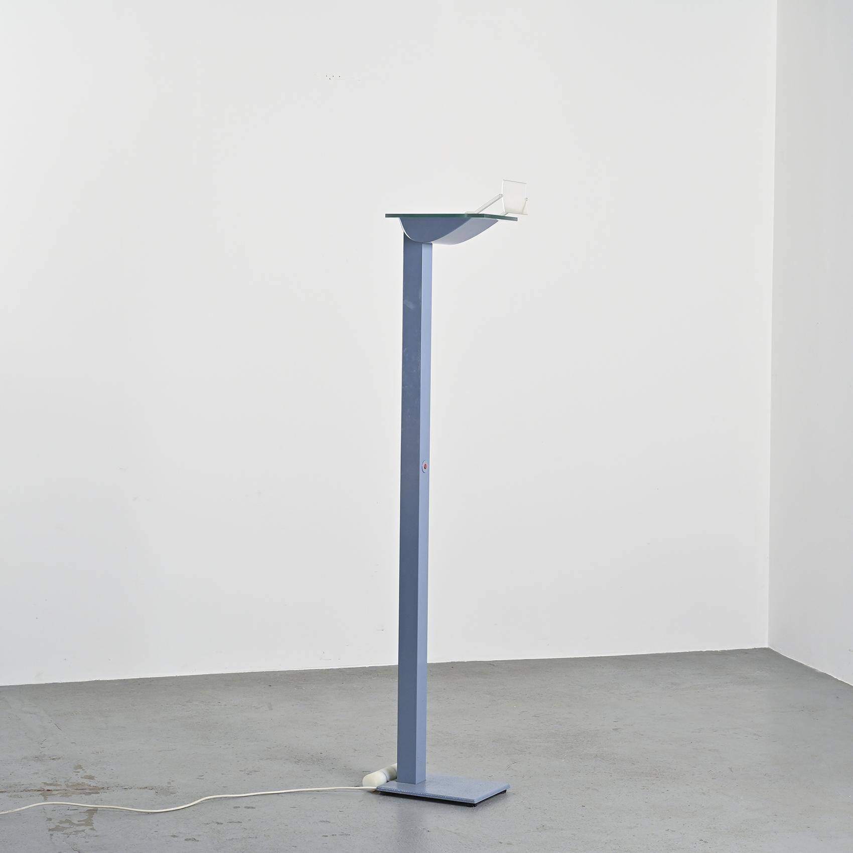 ID-S floor lamp in gray lacquered metal by Ettore Sottsass, Zumtobel, circa 1987