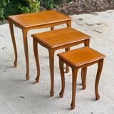 3 Louis XV solid wood nesting coffee tables